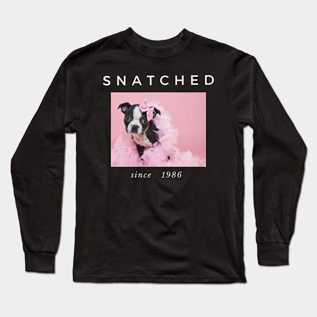 1986 Millennial Snatched Boston Terrier Dog Lover Long Sleeve T-Shirt by familycuteycom